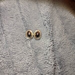 Elegant Silver and Black Stud Earrings